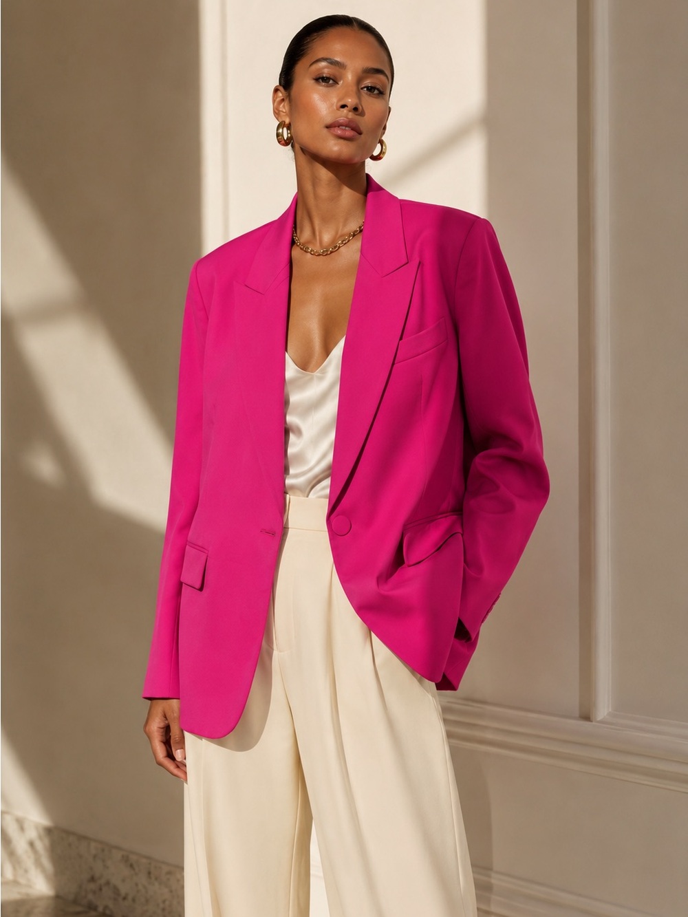 THE SEI Blossom Pink Oversized Blazer Sample Size 4 Designer